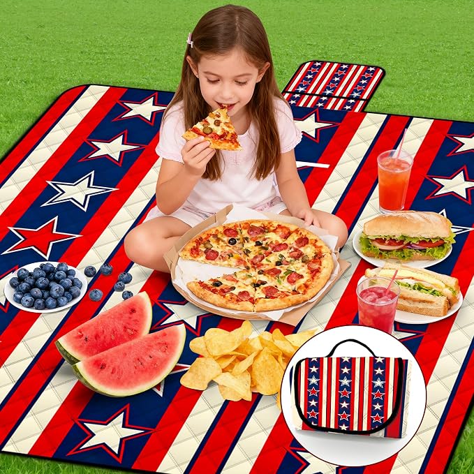 Poedist Extra Large Picnic Blanket Waterproof,80"x 80"Foldable Machine Washable Beach Blanket,Outdoor Blanket for 6-8 Adults,for Indoor Crawling,Park Beach,Camping,Hiking,Family Travel(Dream)