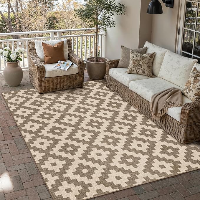 Brown 5x7 Washable Area Rug Living Room Non Slip Large Carpet | Soft, Low Pile, Easy Clean, Modern Rugs for Bedroom, Office, Nursery, Dining Room, Kids Room