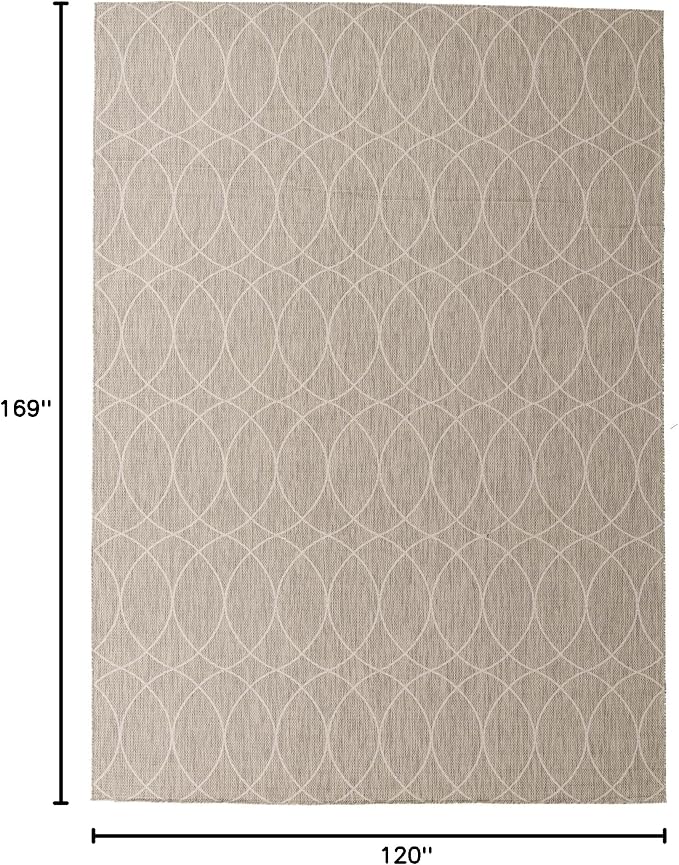 Unique Loom Outdoor Trellis Collection Area Rug - Gitter (10' x 14' 1" Rectangle, Light Gray/ Ivory)