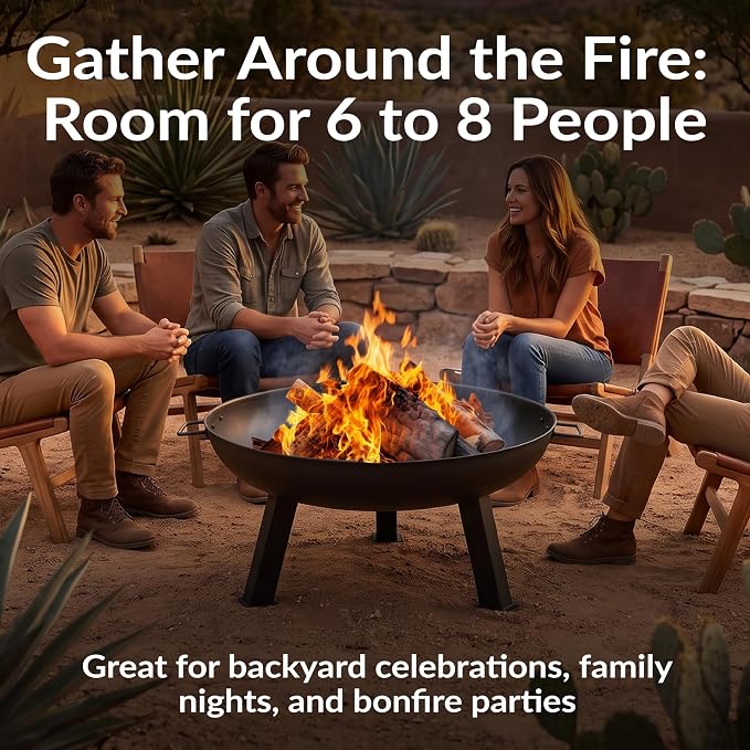 Sunnydaze Cast Iron Heavy Duty Fire Pit for Outside - Wood Burning Outdoor Fire Pit Bowl with Handles for Patio, Backyard, Camping - 30" - Black