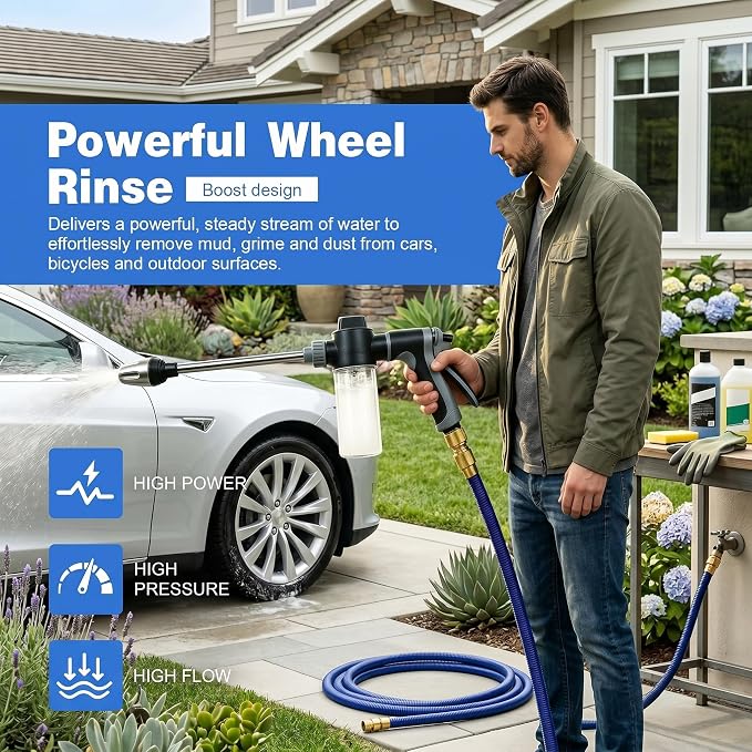 Hose Hawk pro Pressure Washer, 2026 New Adjustable Rotary Spray Gun with Jet Hose Nozzle High Pressure, Anti‑Slip Grip & Quick Connector, Ideal for Car Washing, Garden, Lawn, Plants & Pets