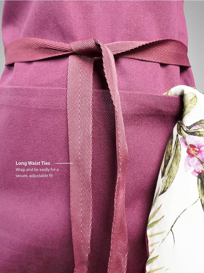 100% Cotton Kitchen Apron with 2 Pockets – Adjustable Chef Apron for Cooking Baking BBQ – Unisex Apron