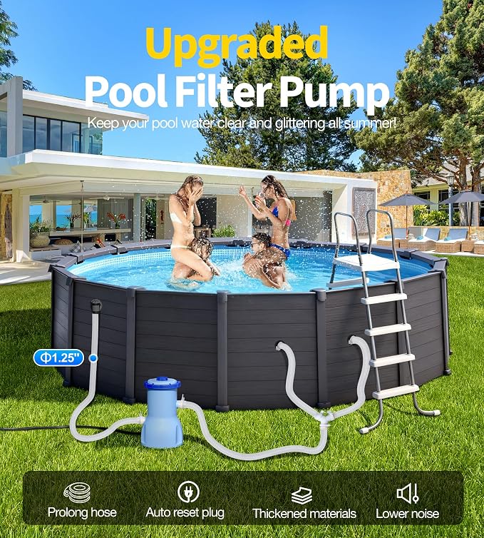 LuxBlue 530 GPH Small Pool Filter Pump for Above Ground Pools | ETL Certified Cartridge Filter Pump, Pro Water Circulation System- Quickly Remove Debris, Enhance Crystal-clear Pool Water