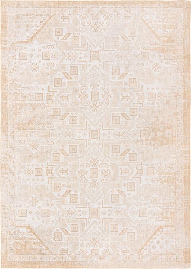 Unique Loom Outdoor Aztec Collection Area Rug - Coba (10' x 14' 1" Rectangle, Natural/ Ivory)