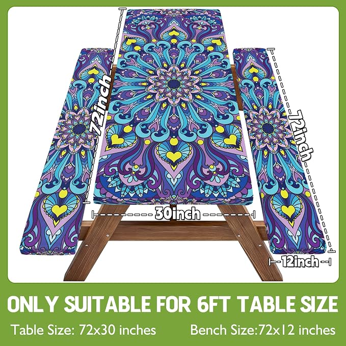 Picnic Table Cover with Bench Covers Vinyl Table Cloth Camping Lovers Essentials Camper Rv Car Travel Accessories Accessory Overlanding Must Haves Outdoor Gadgets Road Trip Tools Gear Stuff Equipment