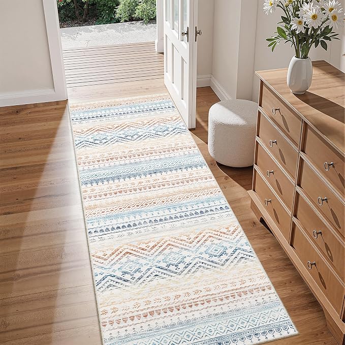 Miukiki Washable 2x6 Runner Rug Hallway Non Slip Kitchen Runner Multi | Machine Washable Long Floor Runner for Hallway Entryway Laundry Room Living Room Bedroom, Stain Resistant Indoor Carpet 2'x6'