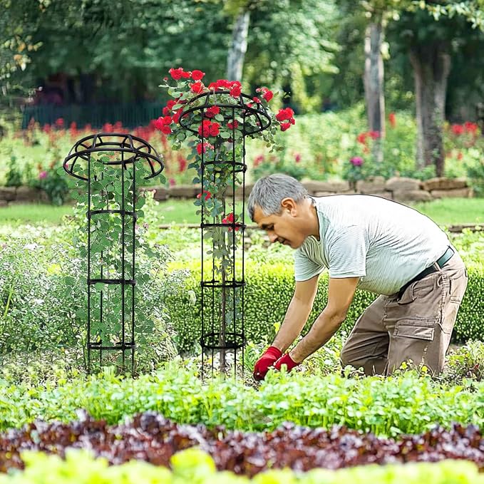 Mushroom Obelisk Trellis for Climbing Plants Outdoor 65", Adjustable Weatherproof Garden Umbrella Plant Trellis Support for Rose, Clematis, Cucumber, Pole Beans, Potted Plants, Yard Patio, 1 Pack