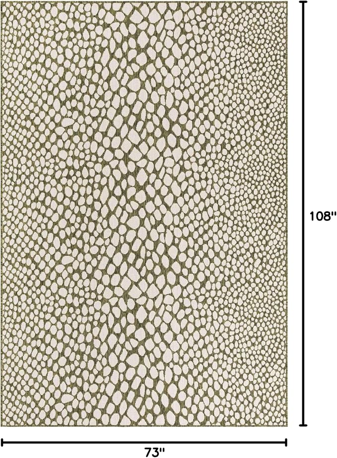 Unique Loom Outdoor Collection Area Rug - Cape Town (6' 1" x 9' Rectangle, Green/ Ivory)