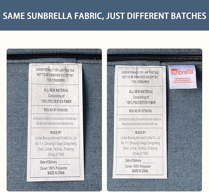 Goodgoods 20 x 42 Sunbrella Outdoor Patio Chair Cushion 2-Pack, Fade-Resistant & Water-Resistant Furniture Chair Cushions with 35D High-Resilience Foam for Dining Chairs, Spectrum Denim