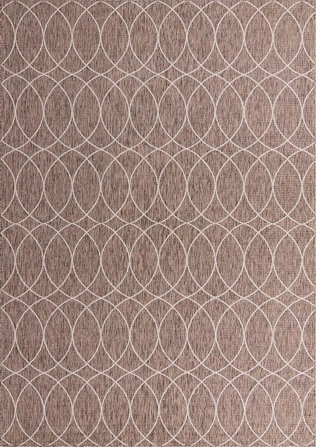 Unique Loom Outdoor Trellis Collection Area Rug - Gitter (10' x 14' 1" Rectangle, Brown/ Ivory)