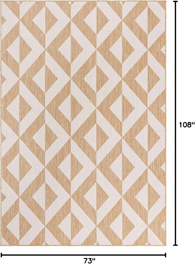 Unique Loom Outdoor Collection Area Rug - Napa (6' 1" x 9' Rectangle, Beige/ Brown)