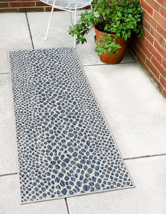 Unique Loom Jill Zarin Outdoor Collection Area Rug - Cape Town (2' x 5' 1'' Runner, Blue/ Olive)
