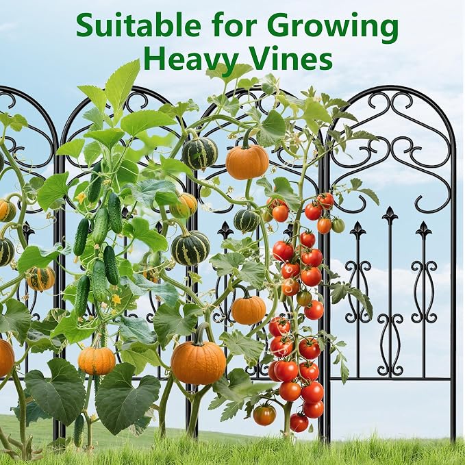 AMAGABELI Garden & Home 4 Pack 60" x 18" Metal Garden Trellis for Climbing Plants Outdoor Climbing Rose Trellis Rustproof Plant Vines Flower Vegetable Decorative Trellis for Potted Plants Black