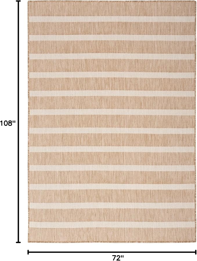 Nourison Home Positano Beige Ivory 6' x 9' Area Rug - Easy Clean, Non Shedding, Bed Room, Living Room, Dining Room, Kitchen (6' x 9')