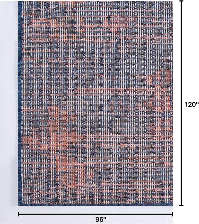 Unique Loom Morocco Collection Abstract Border, Diamond, Bohemian Area Rug (8' 0 x 10' 0 Rectangular, Navy Blue/Black)