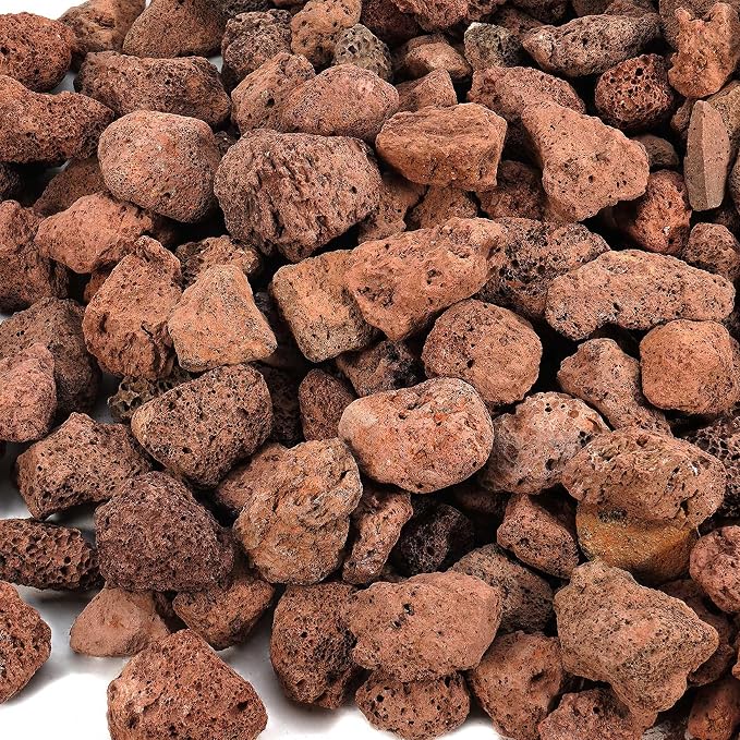 10 Pounds Red Lava Rocks for Fire Pits, Fireplaces, Perfect for Gas Log Sets, Gas Grills, Landscape Design, 0.8-1.2 Inch, Suitable for Both Indoor and Outdoor Applications, Stylish and Long-Lasting