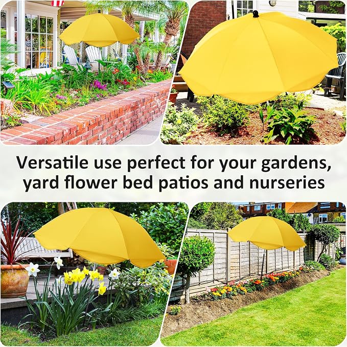 1pcs 26 Inch Plant Umbrellas for Outdoor Plants Garden Umbrella Shade for Potted Plant, Garden Bed Flower Pot Provide Shade to ‌defend Blazing Sun (Yellow)