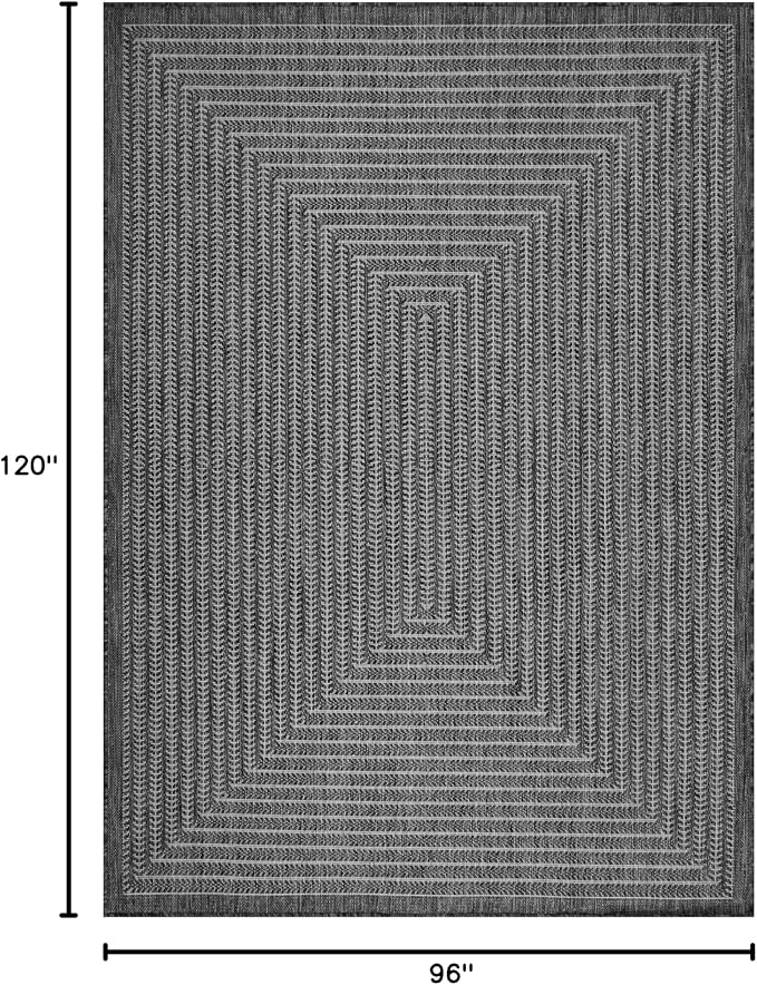 Adiva Rugs Outdoor Indoor Area Rug, Weather Resistant, Easy to Clean, Stain Resistant Floor Mat for Dining Room, Backyard, Deck, Patio (Pebble Weiss, 8' x 10')