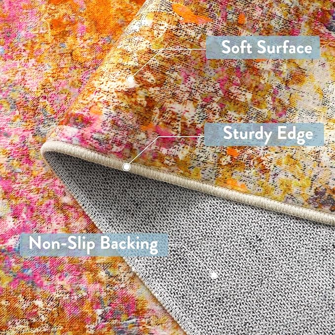 Lahome Modern Abstract Runner Rug - 2x6 Colorful Runners for Hallways Non Skid Laundry Room Rug Washable Carpet Runner, Rainbow Soft Non Slip Indoor Throw Runner for Bedroom Kitchen Bathroom