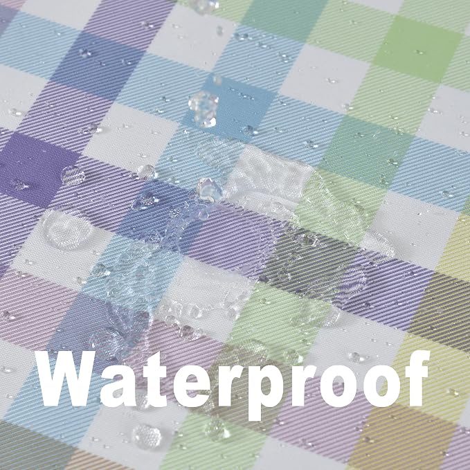 Waterproof Plaid Tablecloth Fabric - Round 58 Inch Classic Gingham Checker Table Cloth for Indoor/Outdoor Use - Buffalo Table Cover for Picnics, BBQs, and Parties