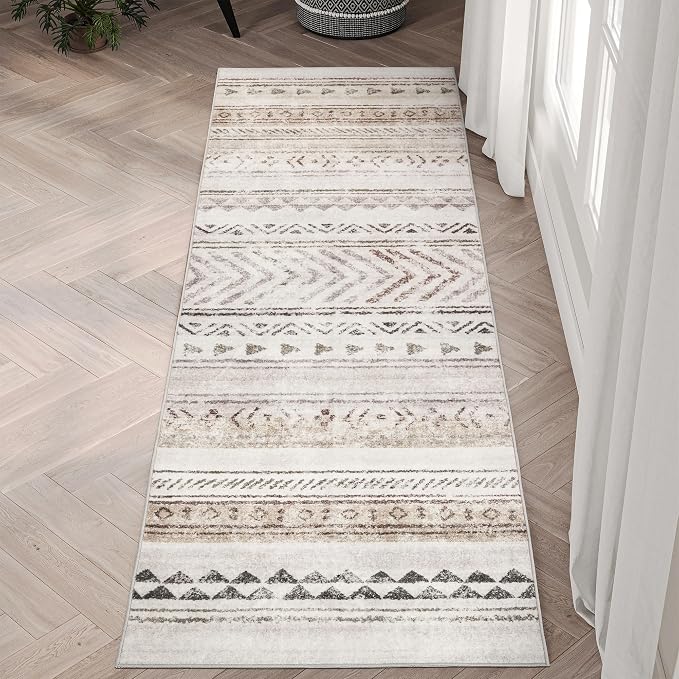 Art&Tuft 2'6"x8 Runner Rug Non Slip, Washable Rug Runners for Hallways,Brown