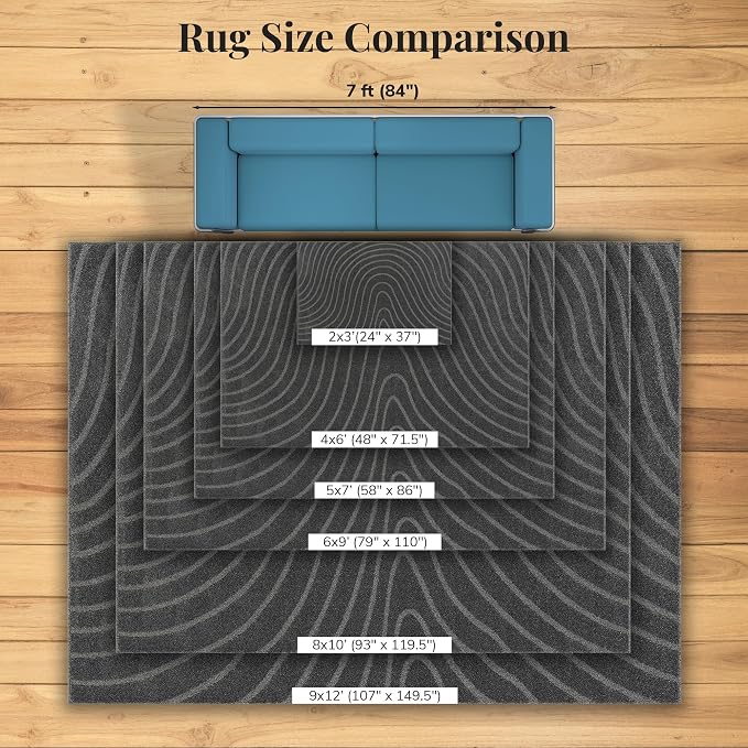 LUXE WEAVERS Modern Geometric Wave Anthracite 6x9 Area Rug