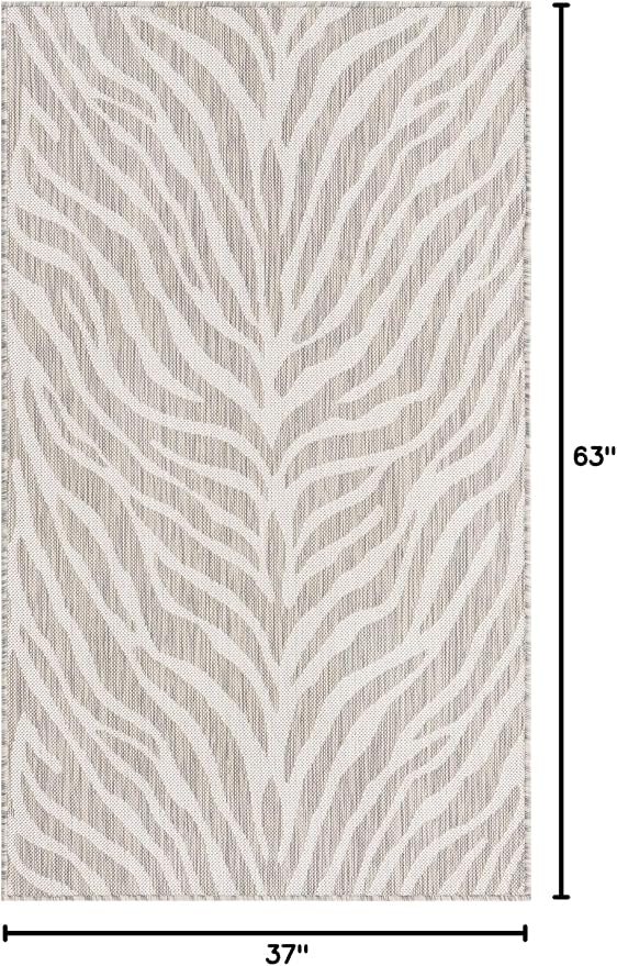 Unique Loom Outdoor Safari Collection Area Rug - Tsavo (3' 1" x 5' 3" Rectangle, Gray/ Ivory)