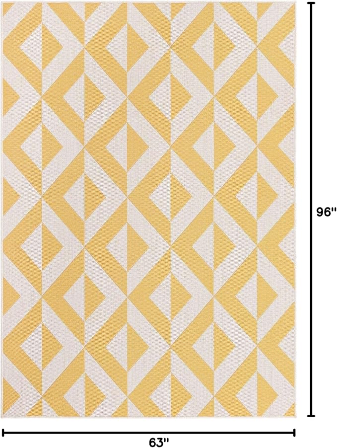 Unique Loom Outdoor Collection Area Rug - Napa (5' 3' x 8' Rectangle, Yellow/ Ivory)