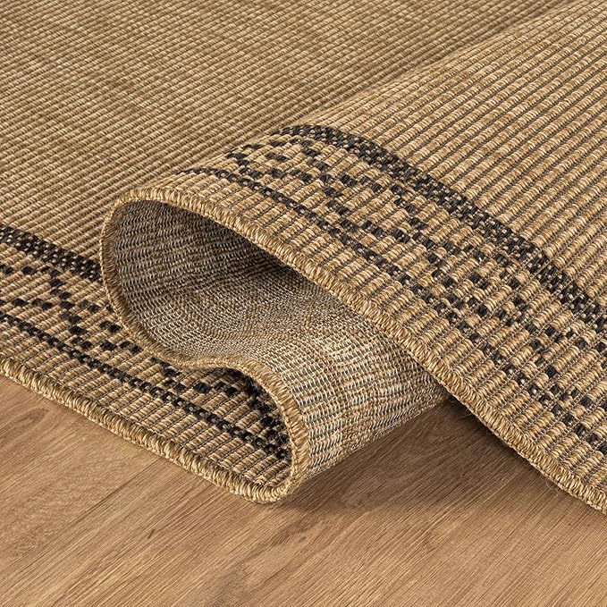 Luul Home Easy Jute Rugs 2x7 Frame Natural Color Living Room Indoor Outdoor Runner Rug for Patio and Kitchen Rug High Traffic Washable Easy to Clean Solid Boho Woven Design Carpet (2 x 7)