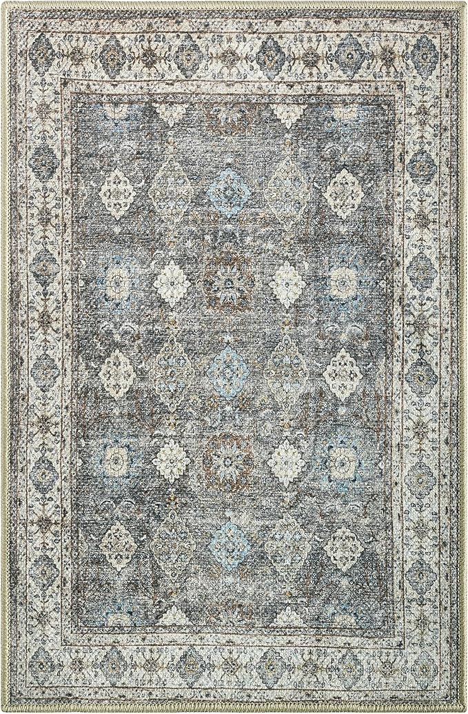 Keen Home Design Vintage Washable Runner Rug, Non-Slip Low Pile, 2x7 | Machine Washable Cotton Chenille, 0.25In Low Pile, Rubber Non-Slip Back; Kitchen, Hallway, Bathroom, Laundry Room