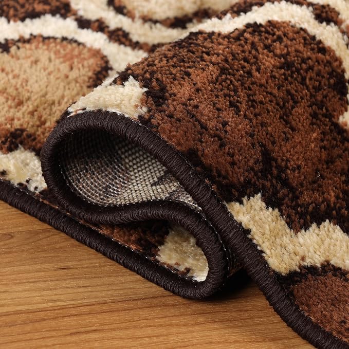 SUPERIOR Indoor Runner Rugs, Modern Area Rug, 2'7"x8', Coffee | Geometric Design Floor Décor, Easy Care High Traffic Areas Living Dining Room, Bedroom, Office, Entryway, Viking Collection