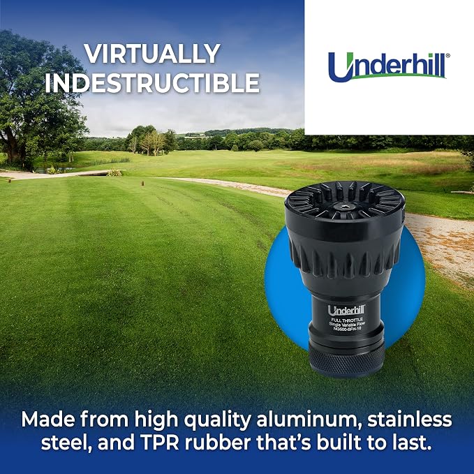 Underhill Garden Water Hose Nozzle Sprayer Jet Attachment, Heavy-Duty Metal and Rubber, Adjustable, Magnum UltraMax Premium Plus Series 3/4" High Flow Full Throttle, NG500-SFH-75