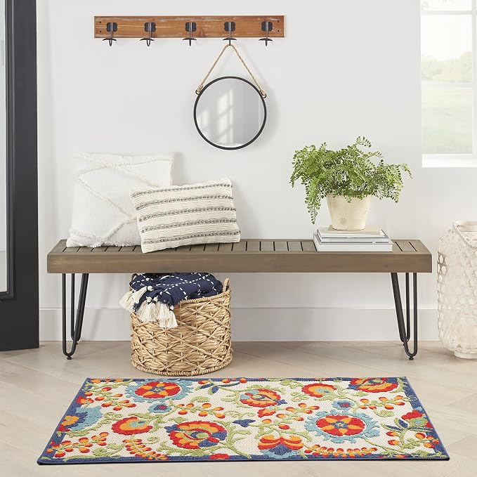 Nourison Home Aloha Multicolor 3' x 5' Area Rug - Easy Clean, Non Shedding, Bed Room, Living Room, Dining Room, Kitchen (3' x 5')