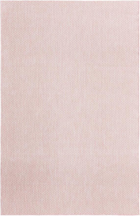 Unique Loom Collection Casual Transitional Solid Heathered Indoor/Outdoor Flatweave Area Rug (5' 3" x 8' Rectangle, Whisper Pink/Ivory)