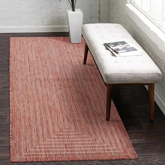 Adiva Rugs Outdoor Indoor Area Rug, Weather Resistant, Easy to Clean, Stain Resistant Floor Mat for Dining Room, Backyard, Deck, Patio (Copper Weiss, 2' x 3')