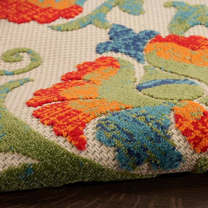Nourison Home Aloha Red Multicolor 2' x 6' Area Rug - Easy Clean, Non Shedding, Bed Room, Living Room, Dining Room, Kitchen (6' Runner)