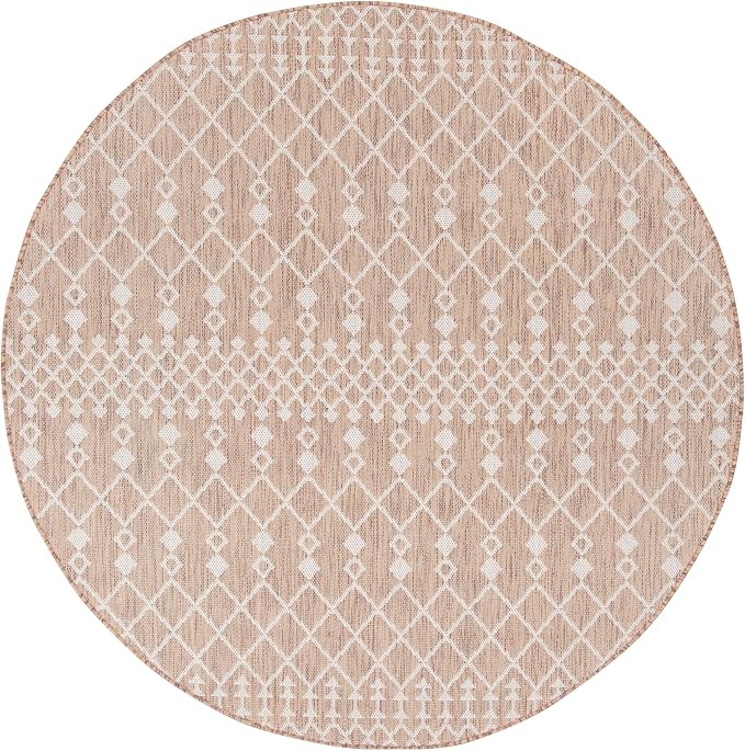 Nourison Home Positano Beige 5' x Round Area Rug - Easy Clean, Non Shedding, Bed Room, Living Room, Dining Room, Kitchen (5' x Round)