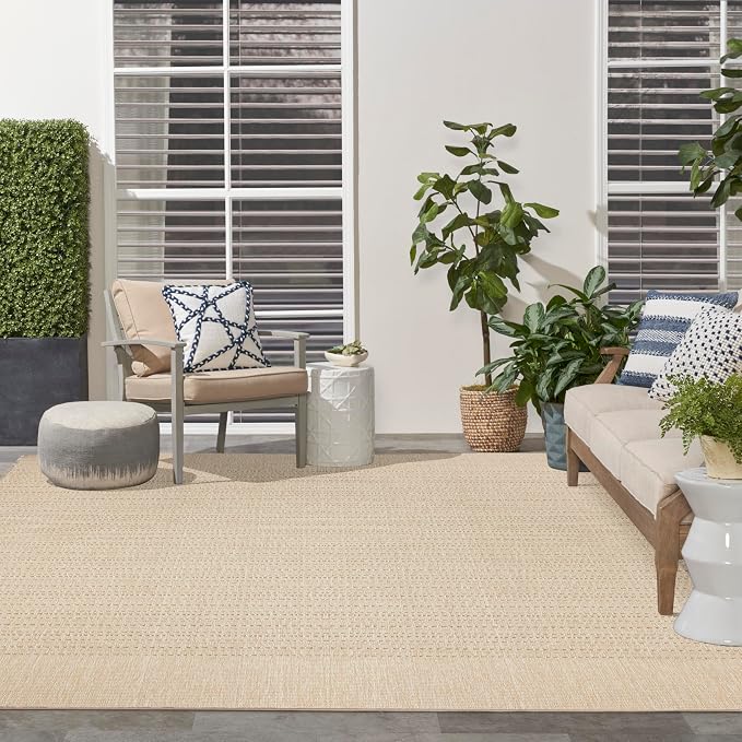 Nourison Home Tulum Cream 9' x 12' Area Rug - Easy Clean, Non Shedding, Bed Room, Living Room, Dining Room, Kitchen (9' x 12')