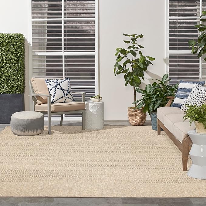 Nourison Home Tulum Cream 10' x 14' Area Rug - Easy Clean, Non Shedding, Bed Room, Living Room, Dining Room, Kitchen (10' x 14')