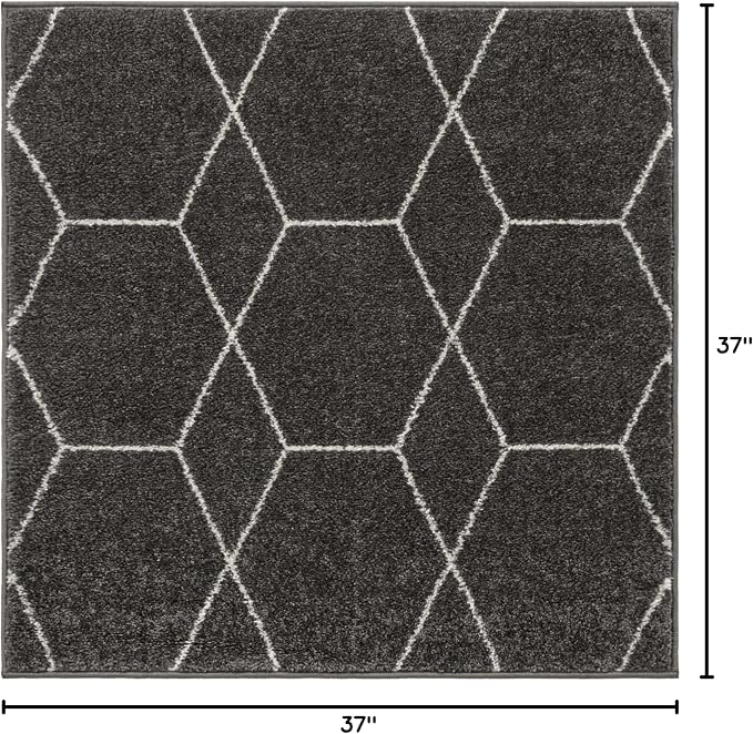 Unique Loom Trellis Frieze Collection Area Rug - Geometric (3' Square, Dark Gray/ Ivory)