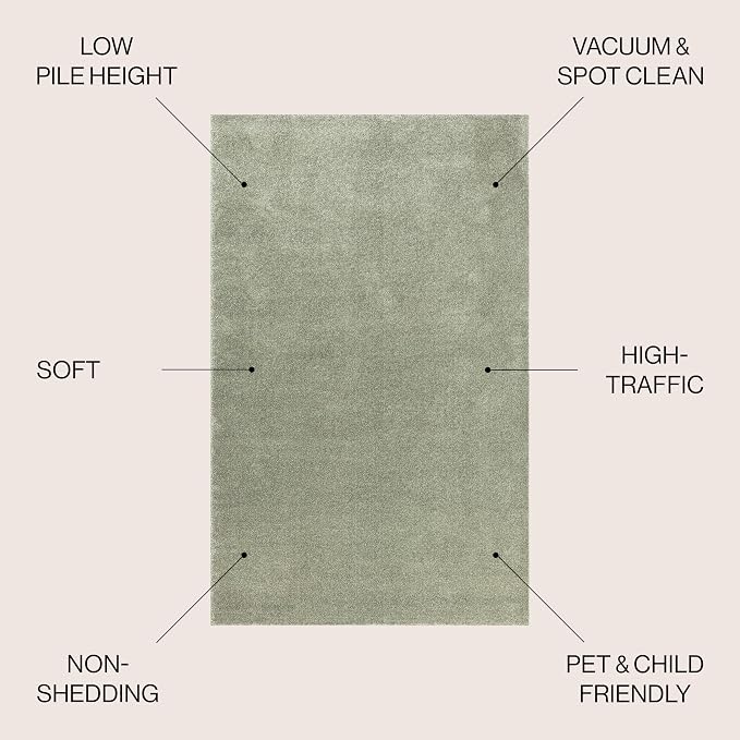 JONATHAN Y Haze Solid Low-Pile Green 6x9 Oval Indoor Area Rug, Coastal,Bohemian,Minimalist,Classic, Easy-Cleaning for Living Room,Bedroom,Kitchen,Pet Friendly,Non-Shedding (SEU100O-6OV)