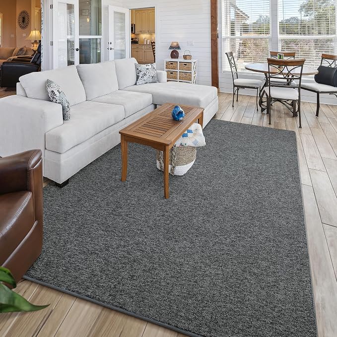 Chicrug Modern 4x6 Memory Foam Area Rugs for Bedroom Living Room | Low-pile Carpet Rug for Kids Playroom, Floor Rug for Bedside Dorm Dining Room Home, Dark Grey and White