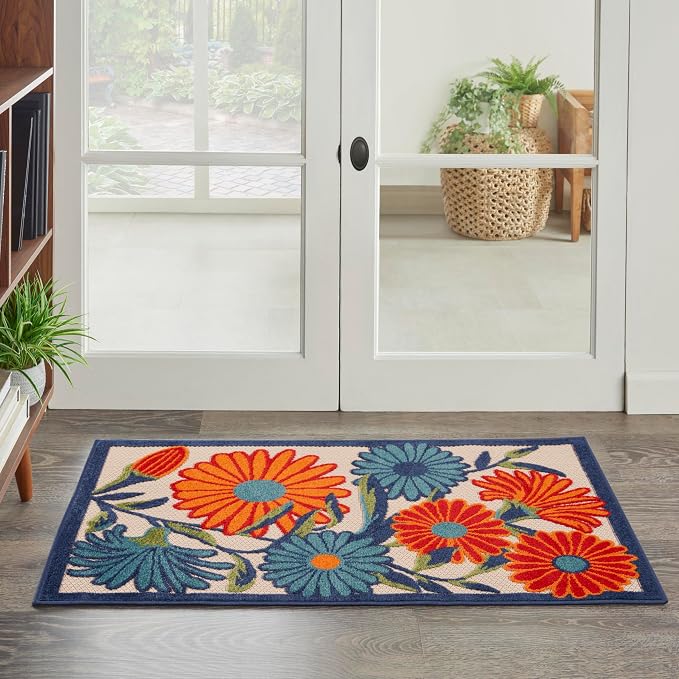 Nourison Home Aloha Multicolor 2' x 3' Area Rug - Easy Clean, Non Shedding, Bed Room, Living Room, Dining Room, Kitchen (2' x 3')