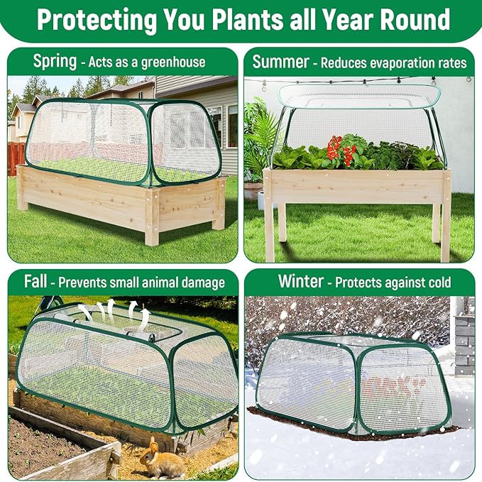 2PACK Raised Garden Bed Covers - 45"x22"x16", Garden Row Plants Cover Accelerator Protects Plants Against Pests & Animals, Outdoor Plant Protector for for Seedlings Vegetable Fruit Herbs