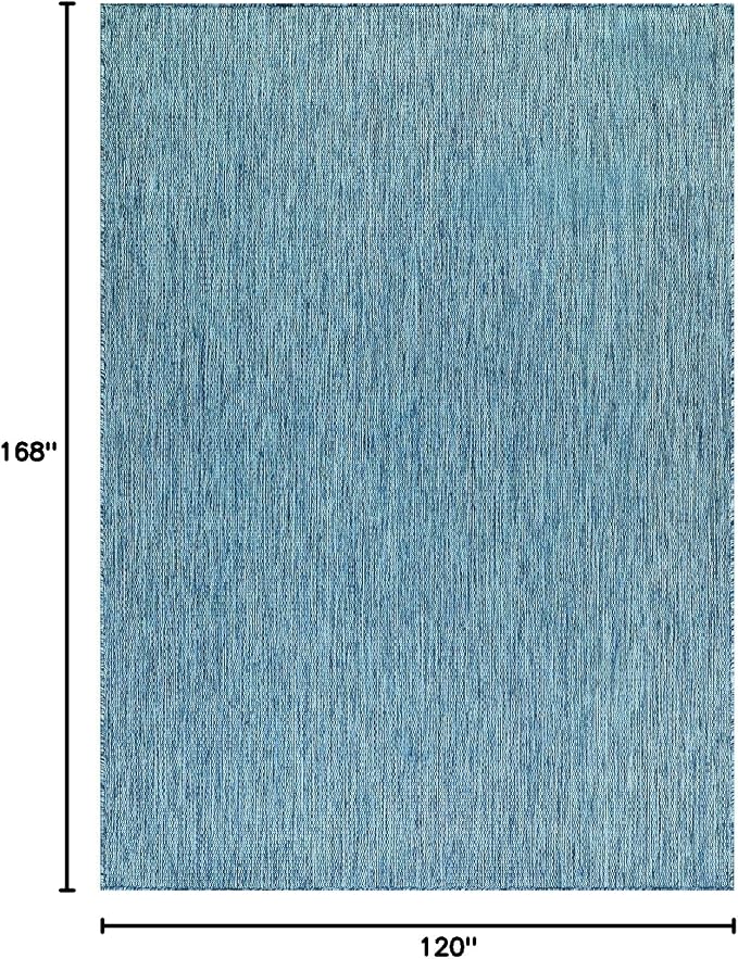 Washable Indoor Outdoor Rug Weather Resistant Carpet Modern Solid for Porch Deck Balcony Backyard Patio Rug 10x14 Aqua Blue