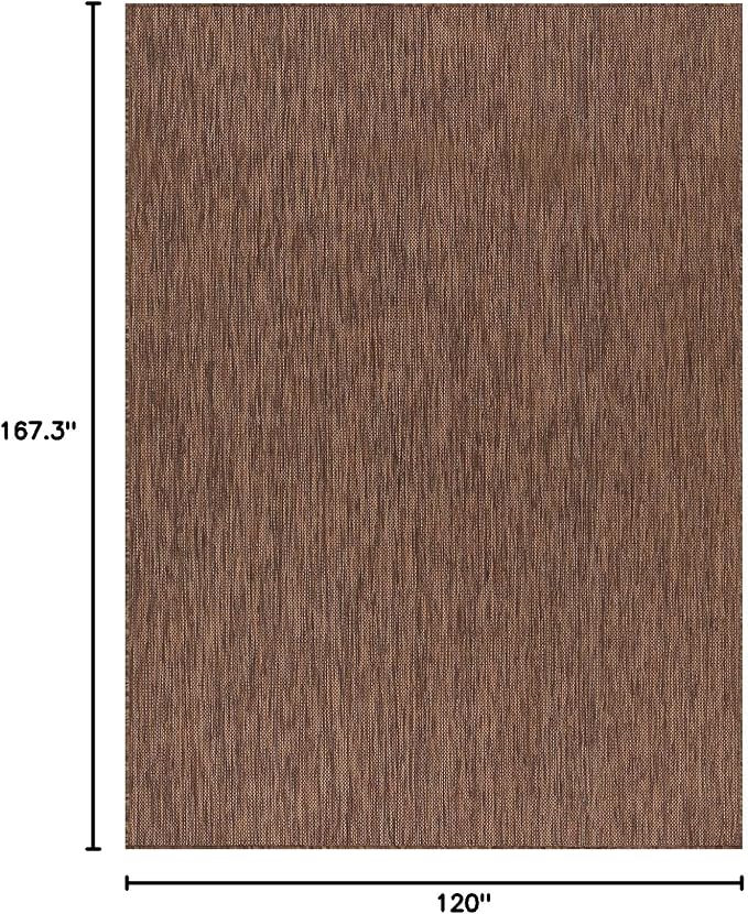 Beverly Rug Indoor Outdoor Rug 10x14, Washable Outside Carpet for Patio, Deck, Porch, Solid Modern Area Rug, Water Resistant, Gold Brown