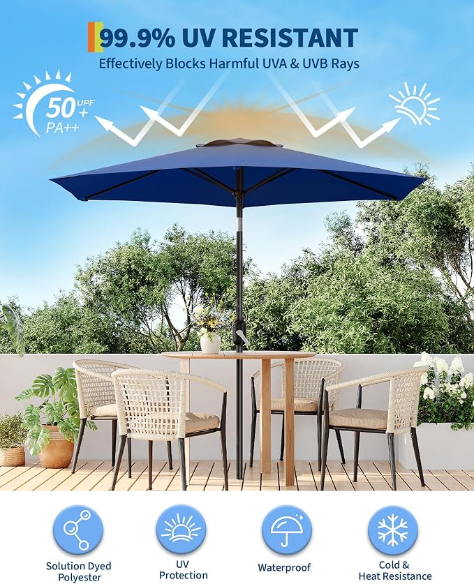 7.5 ft Outdoor Patio Umbrella, Navy Blue