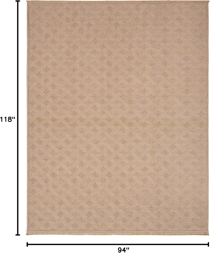 Nourison Home Washable Organic Geometric Natural 7'10" x 9'10" Area -Rug, Easy -Cleaning, Non Shedding, Bed Room, Living Room, Dining Room, Kitchen (8x10)