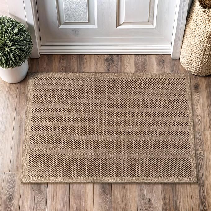 CAMILSON Easy Jute Rug 2x3, Indoor Outdoor Natural Color Fiber Area Rugs for Living Room and Kitchen Rug, Sisal Boho Woven Design, Easy-Cleaning, Washable Outside Carpet Alfombras (2 x 3)