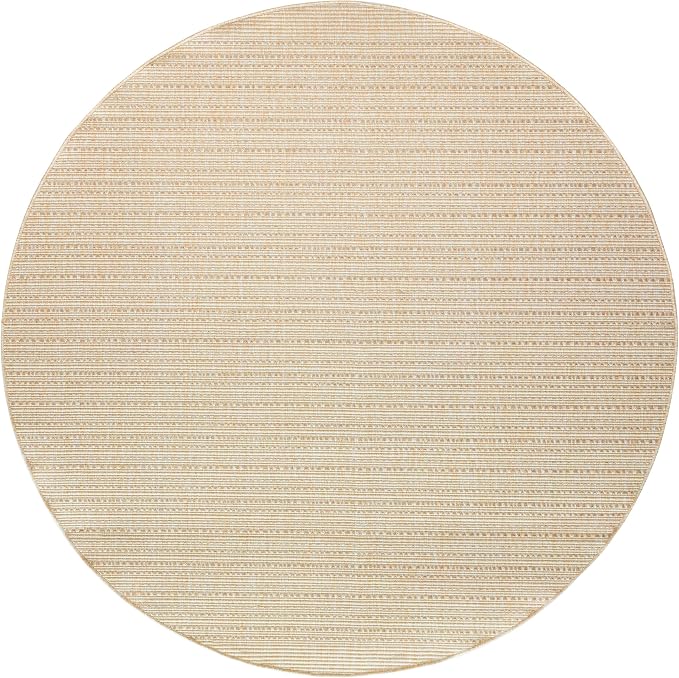 Nourison Home Tulum Cream 8' x Round Area Rug - Easy Clean, Non Shedding, Bed Room, Living Room, Dining Room, Kitchen (8' x Round)